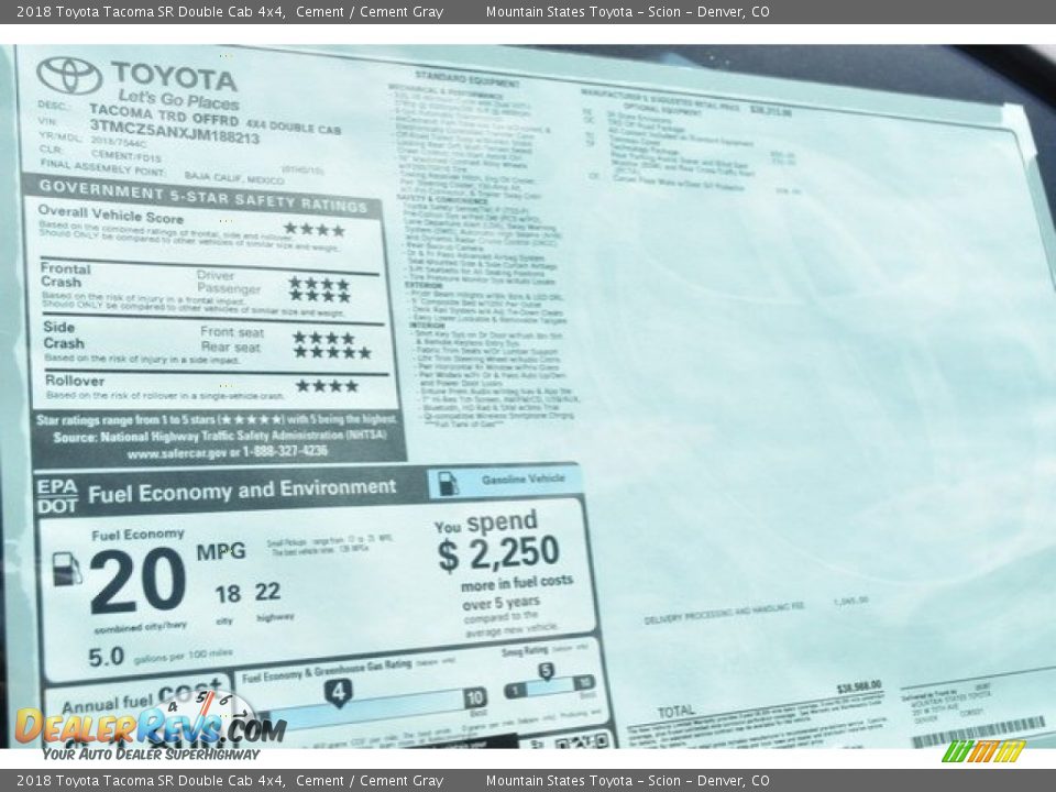 2018 Toyota Tacoma SR Double Cab 4x4 Cement / Cement Gray Photo #36