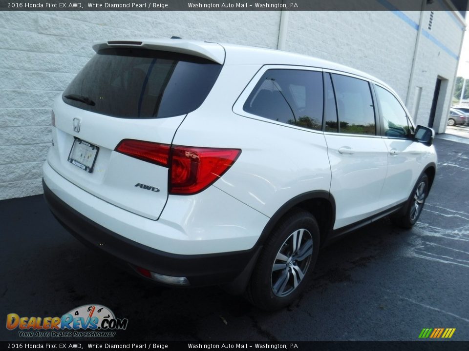 2016 Honda Pilot EX AWD White Diamond Pearl / Beige Photo #7