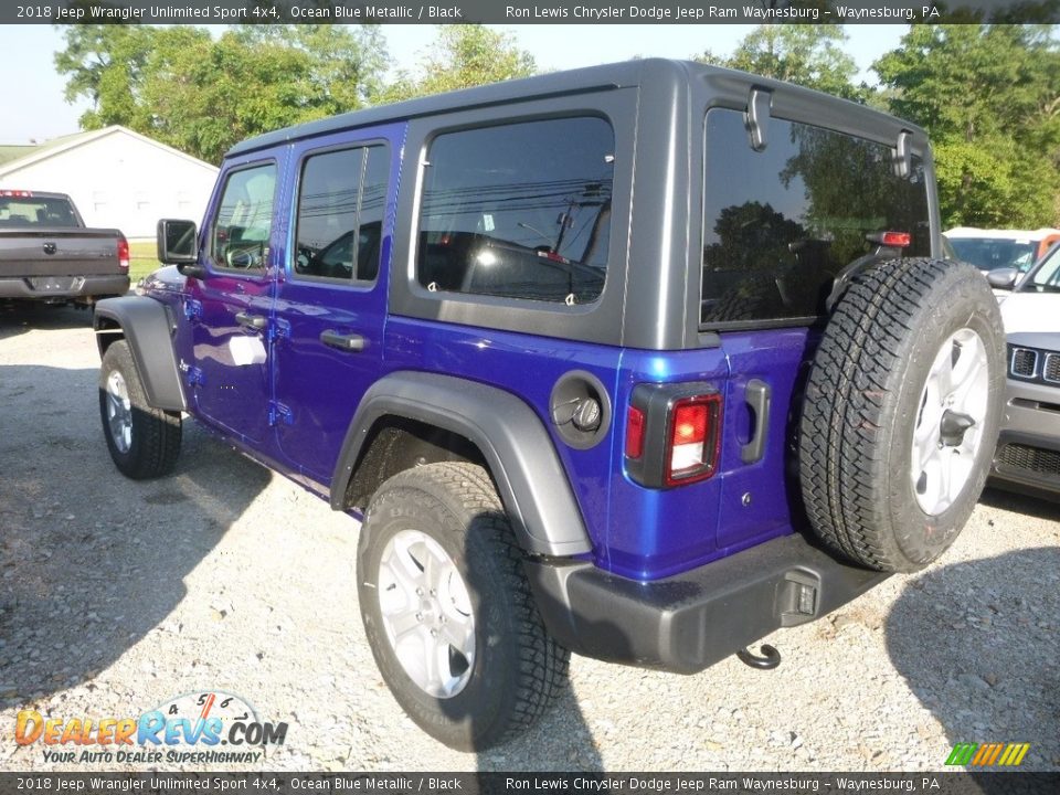 2018 Jeep Wrangler Unlimited Sport 4x4 Ocean Blue Metallic / Black Photo #3
