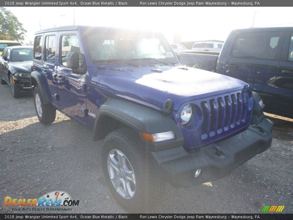 2018 Jeep Wrangler Unlimited Sport 4x4 Ocean Blue Metallic / Black Photo #6
