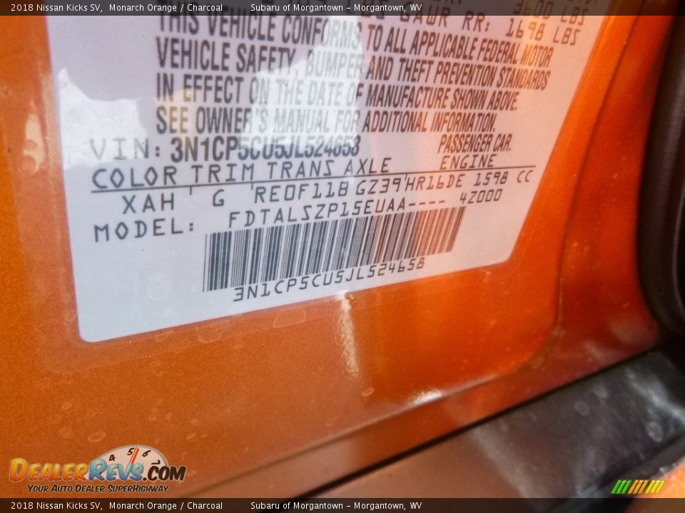 2018 Nissan Kicks SV Monarch Orange / Charcoal Photo #15