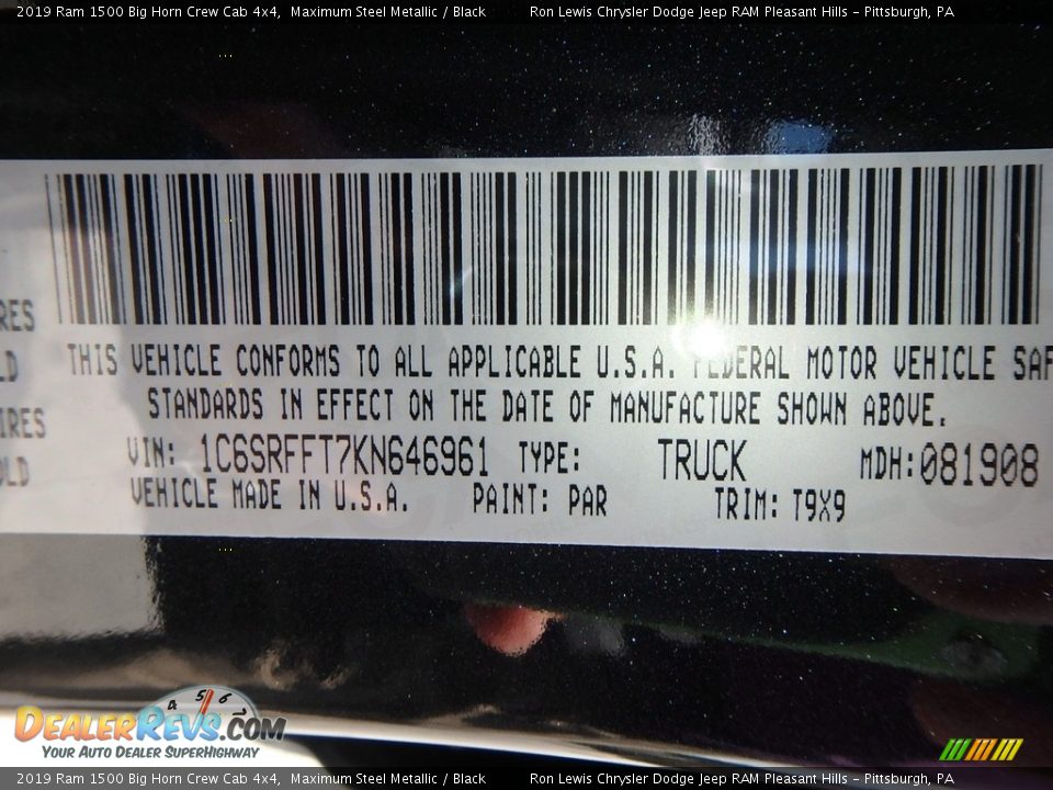 2019 Ram 1500 Big Horn Crew Cab 4x4 Maximum Steel Metallic / Black Photo #14