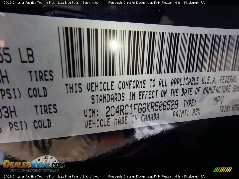 2019 Chrysler Pacifica Touring Plus Jazz Blue Pearl / Black/Alloy Photo #14