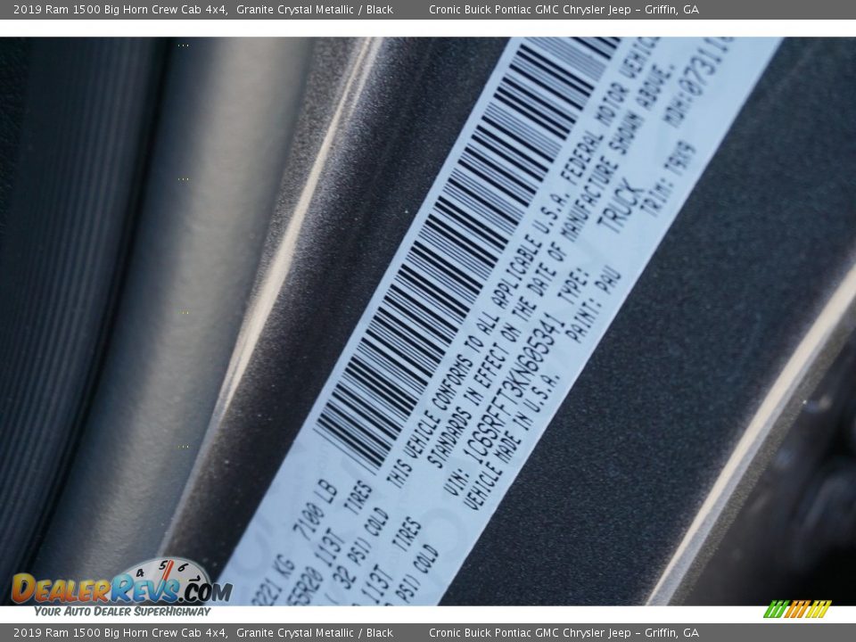 2019 Ram 1500 Big Horn Crew Cab 4x4 Granite Crystal Metallic / Black Photo #17