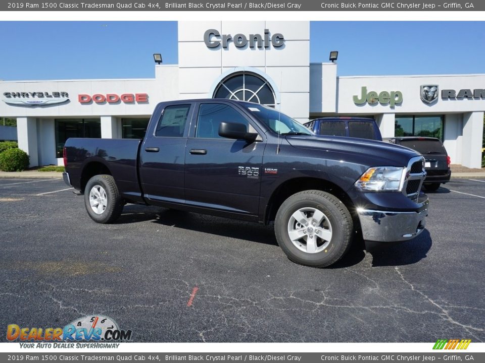 2019 Ram 1500 Classic Tradesman Quad Cab 4x4 Brilliant Black Crystal Pearl / Black/Diesel Gray Photo #1