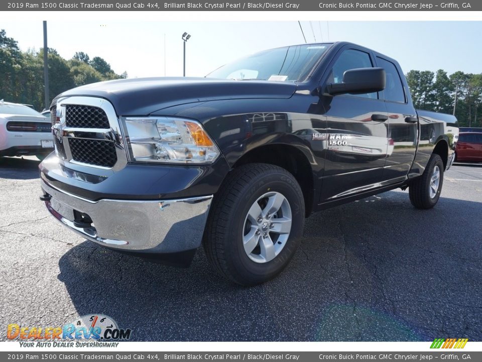 2019 Ram 1500 Classic Tradesman Quad Cab 4x4 Brilliant Black Crystal Pearl / Black/Diesel Gray Photo #3