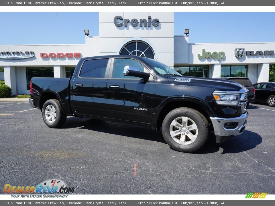 2019 Ram 1500 Laramie Crew Cab Diamond Black Crystal Pearl / Black Photo #1
