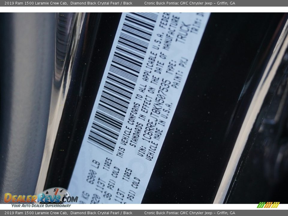 2019 Ram 1500 Laramie Crew Cab Diamond Black Crystal Pearl / Black Photo #16