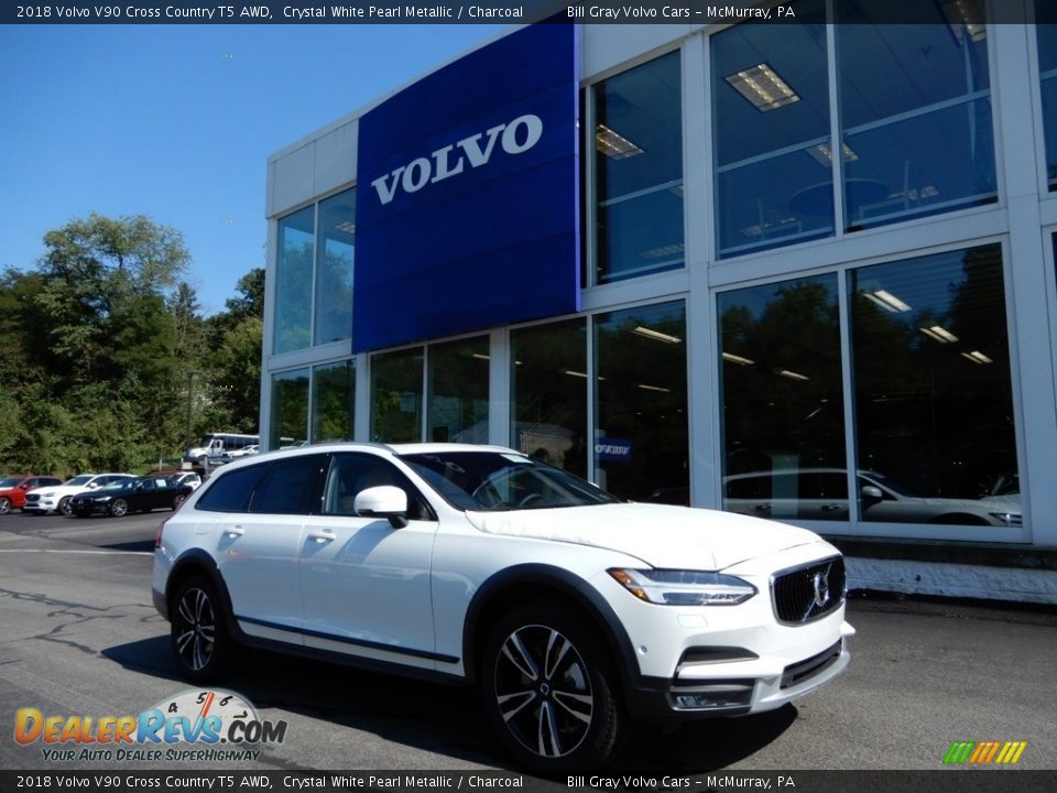 2018 Volvo V90 Cross Country T5 AWD Crystal White Pearl Metallic / Charcoal Photo #1