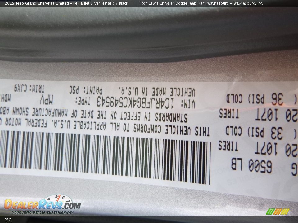 Jeep Color Code PSC Billet Silver Metallic