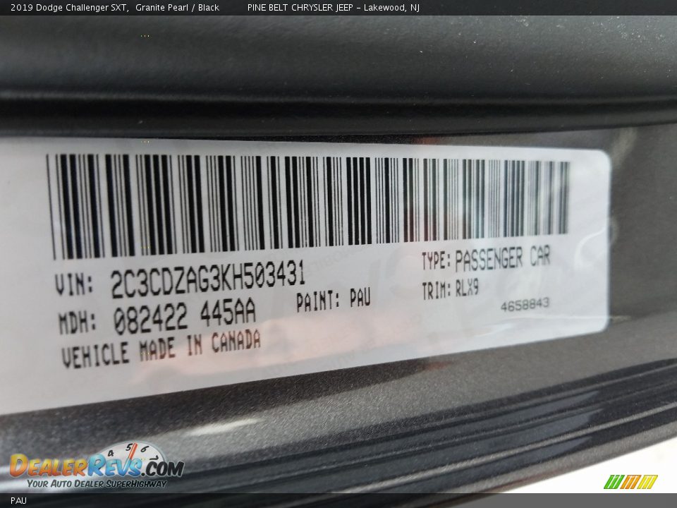 Dodge Color Code PAU Granite Pearl