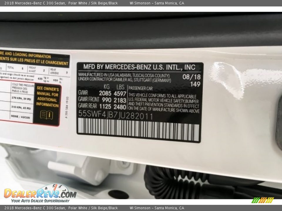 2018 Mercedes-Benz C 300 Sedan Polar White / Silk Beige/Black Photo #11