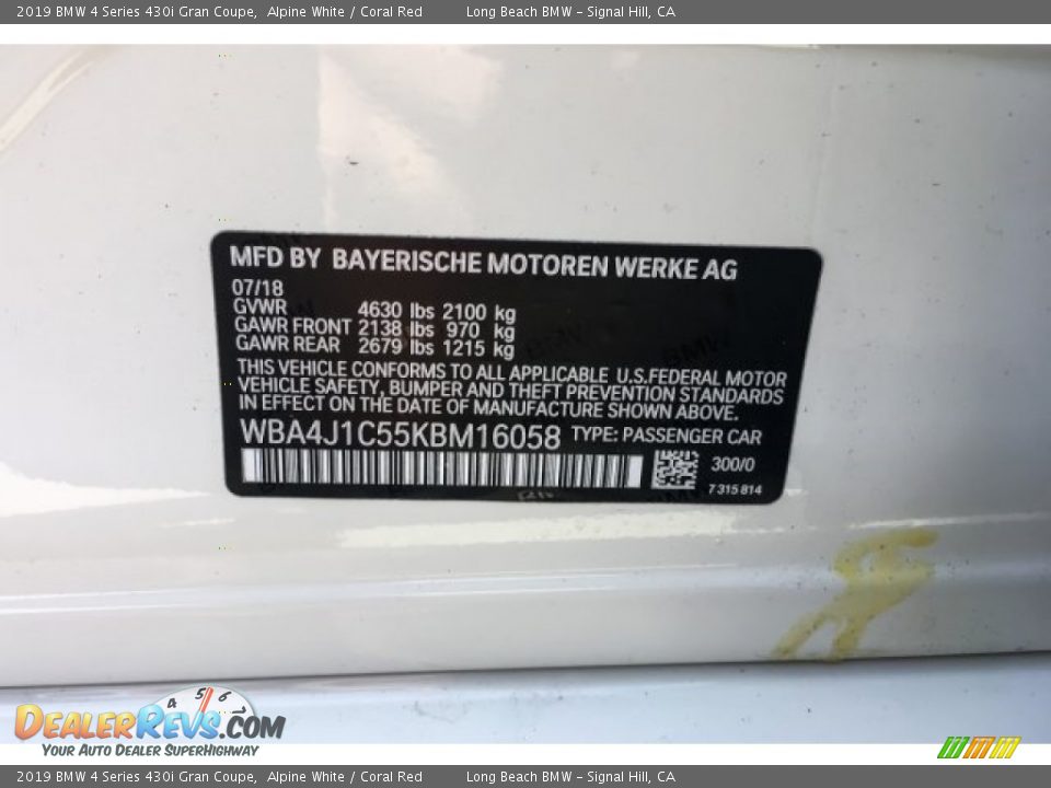 2019 BMW 4 Series 430i Gran Coupe Alpine White / Coral Red Photo #11