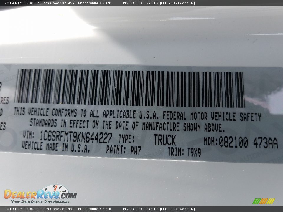 2019 Ram 1500 Big Horn Crew Cab 4x4 Bright White / Black Photo #9