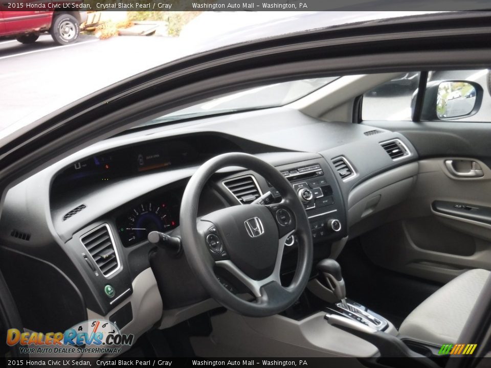 2015 Honda Civic LX Sedan Crystal Black Pearl / Gray Photo #9