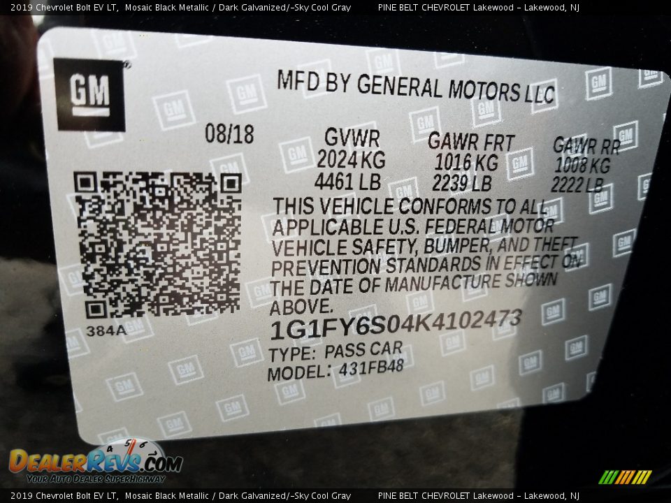 2019 Chevrolet Bolt EV LT Mosaic Black Metallic / Dark Galvanized/­Sky Cool Gray Photo #10