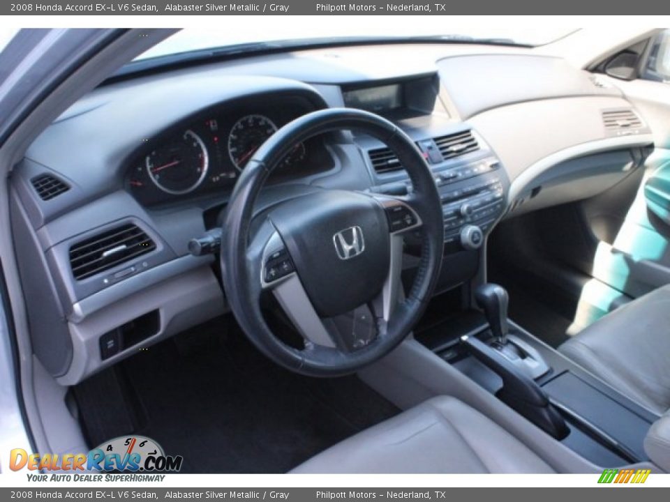2008 Honda Accord EX-L V6 Sedan Alabaster Silver Metallic / Gray Photo #15