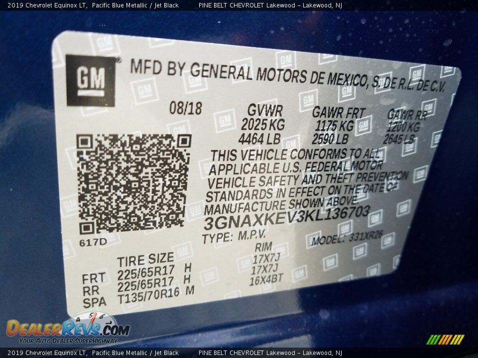 2019 Chevrolet Equinox LT Pacific Blue Metallic / Jet Black Photo #10