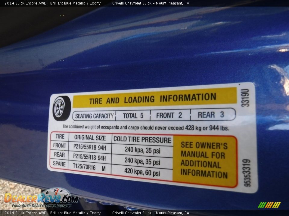 2014 Buick Encore AWD Brilliant Blue Metallic / Ebony Photo #33
