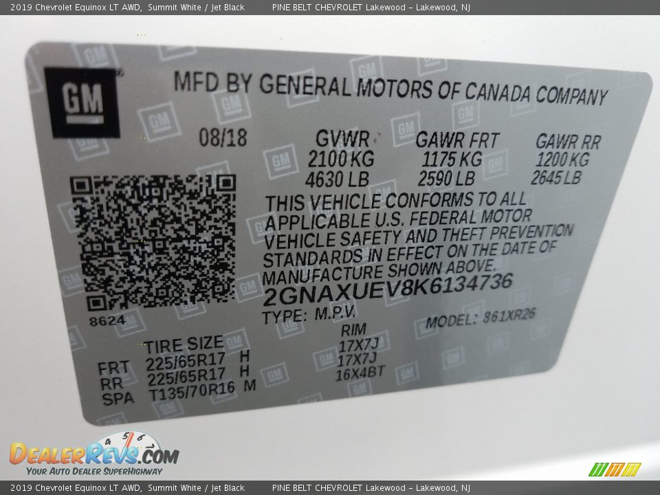 2019 Chevrolet Equinox LT AWD Summit White / Jet Black Photo #9