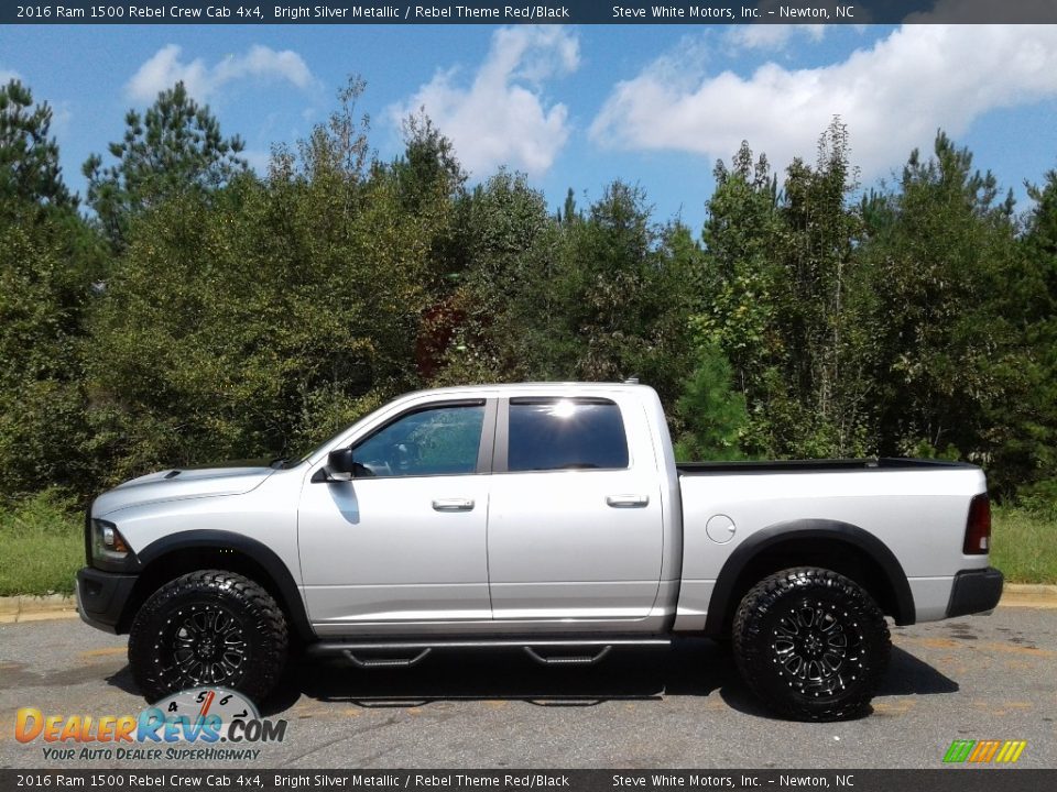 2016 Ram 1500 Rebel Crew Cab 4x4 Bright Silver Metallic / Rebel Theme Red/Black Photo #1