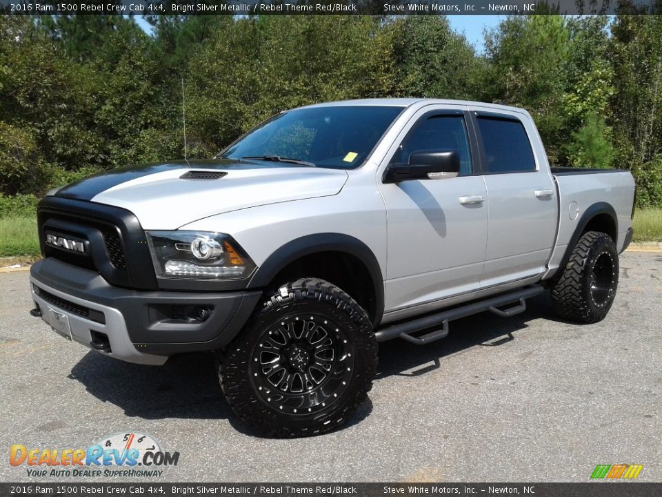 2016 Ram 1500 Rebel Crew Cab 4x4 Bright Silver Metallic / Rebel Theme Red/Black Photo #2