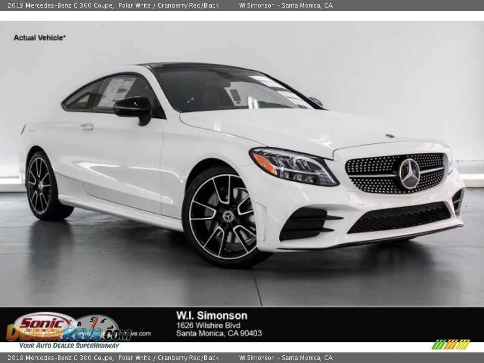 2019 Mercedes-Benz C 300 Coupe Polar White / Cranberry Red/Black Photo #1