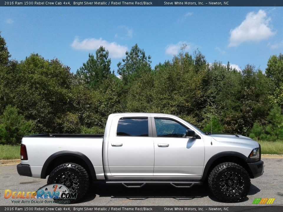 2016 Ram 1500 Rebel Crew Cab 4x4 Bright Silver Metallic / Rebel Theme Red/Black Photo #5