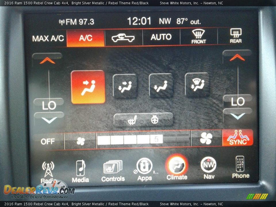 2016 Ram 1500 Rebel Crew Cab 4x4 Bright Silver Metallic / Rebel Theme Red/Black Photo #25