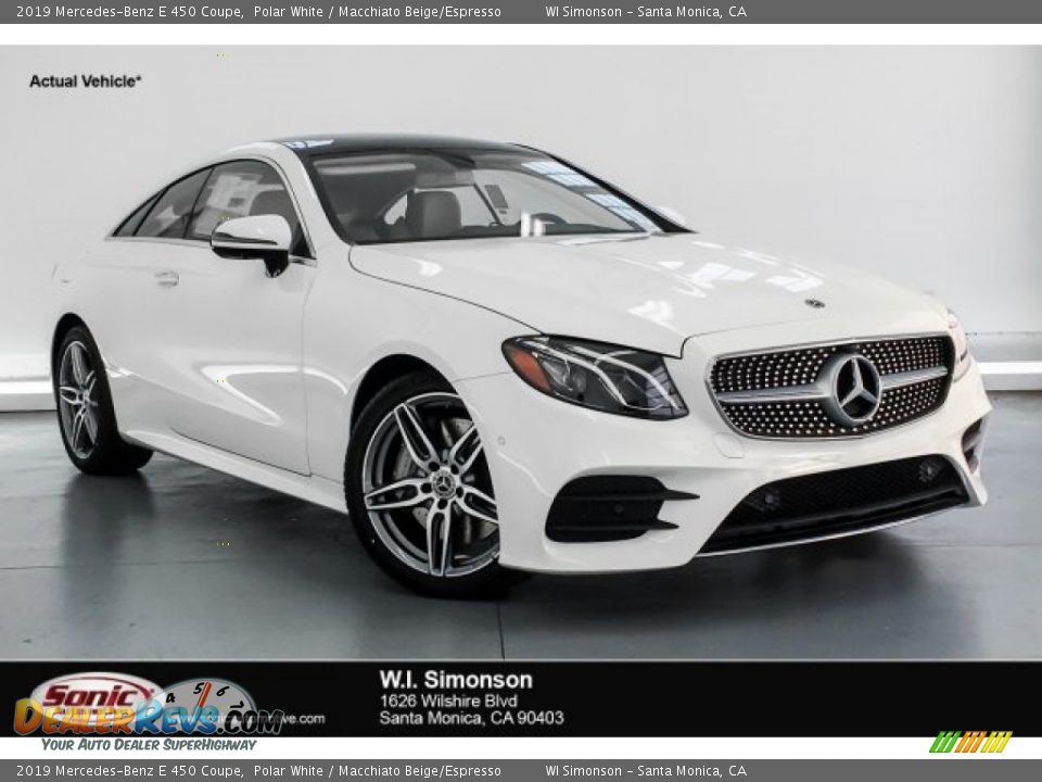 2019 Mercedes-Benz E 450 Coupe Polar White / Macchiato Beige/Espresso Photo #1