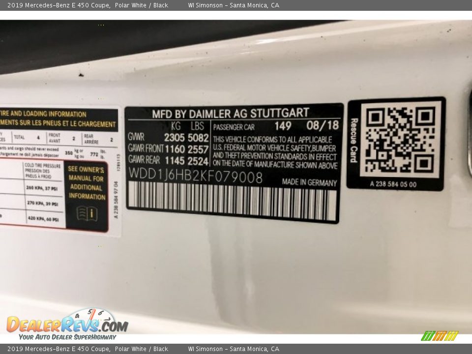 2019 Mercedes-Benz E 450 Coupe Polar White / Black Photo #11