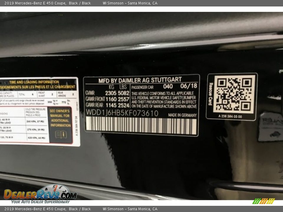 2019 Mercedes-Benz E 450 Coupe Black / Black Photo #11