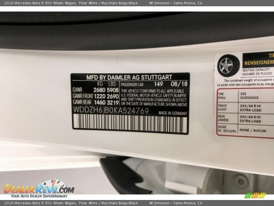 2019 Mercedes-Benz E 450 4Matic Wagon Polar White / Macchiato Beige/Black Photo #11