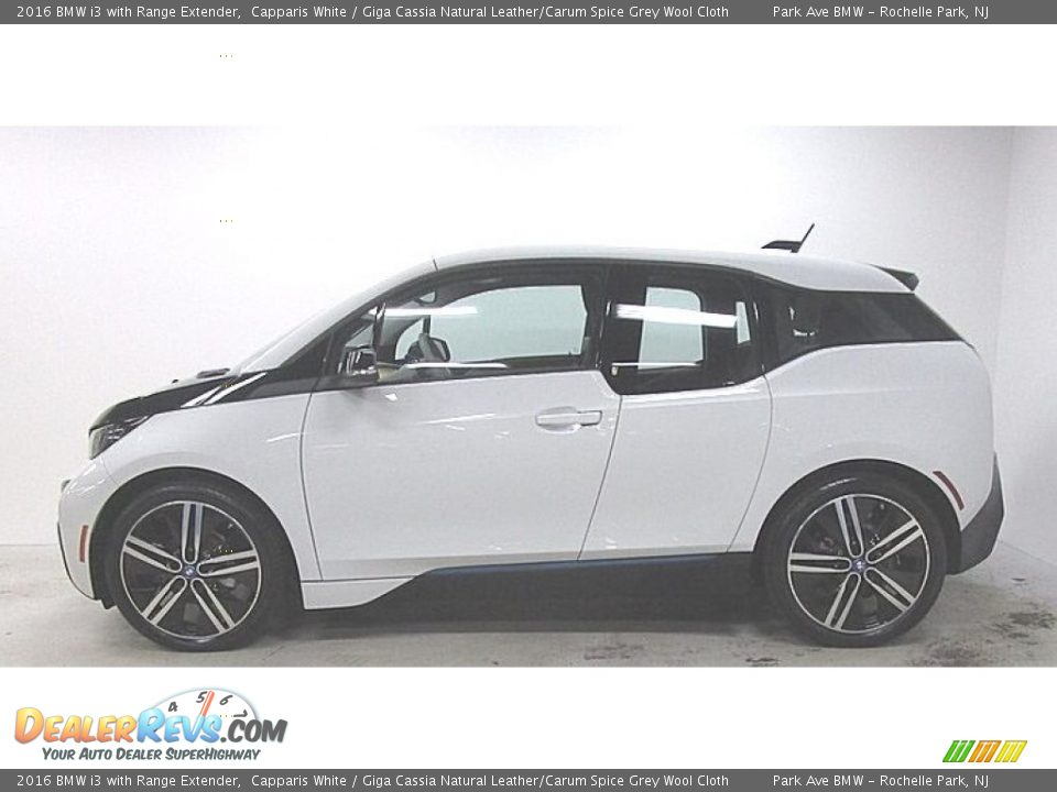 2016 BMW i3 with Range Extender Capparis White / Giga Cassia Natural Leather/Carum Spice Grey Wool Cloth Photo #2