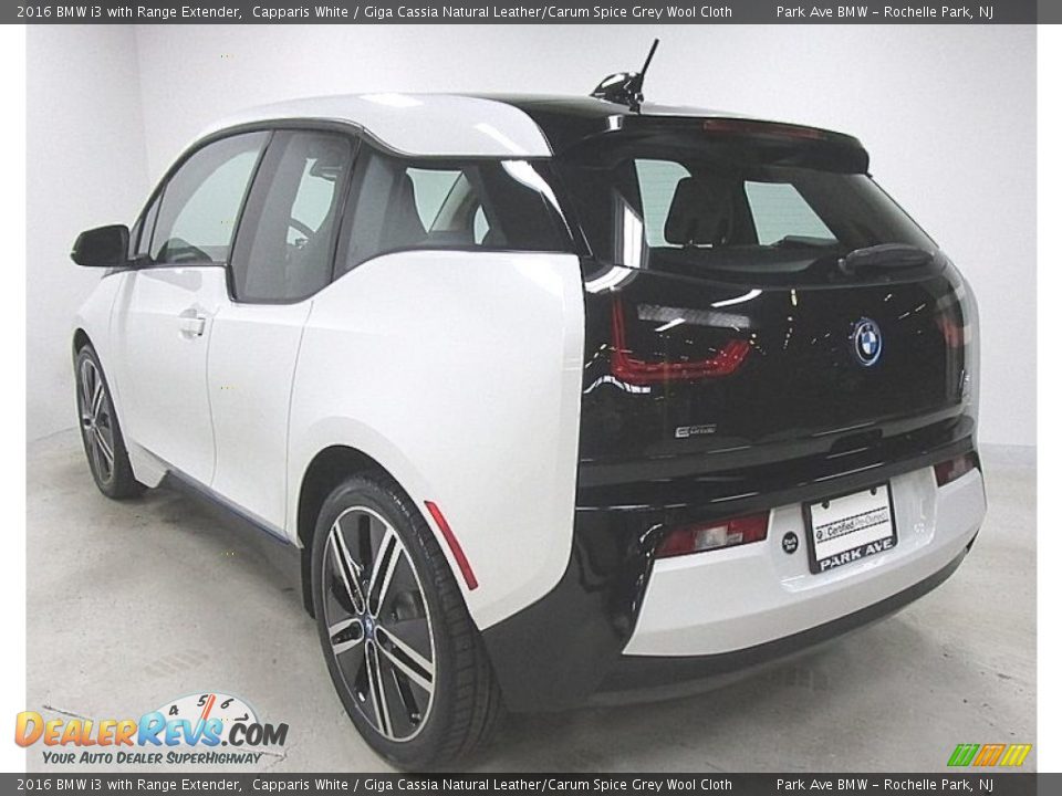 2016 BMW i3 with Range Extender Capparis White / Giga Cassia Natural Leather/Carum Spice Grey Wool Cloth Photo #3