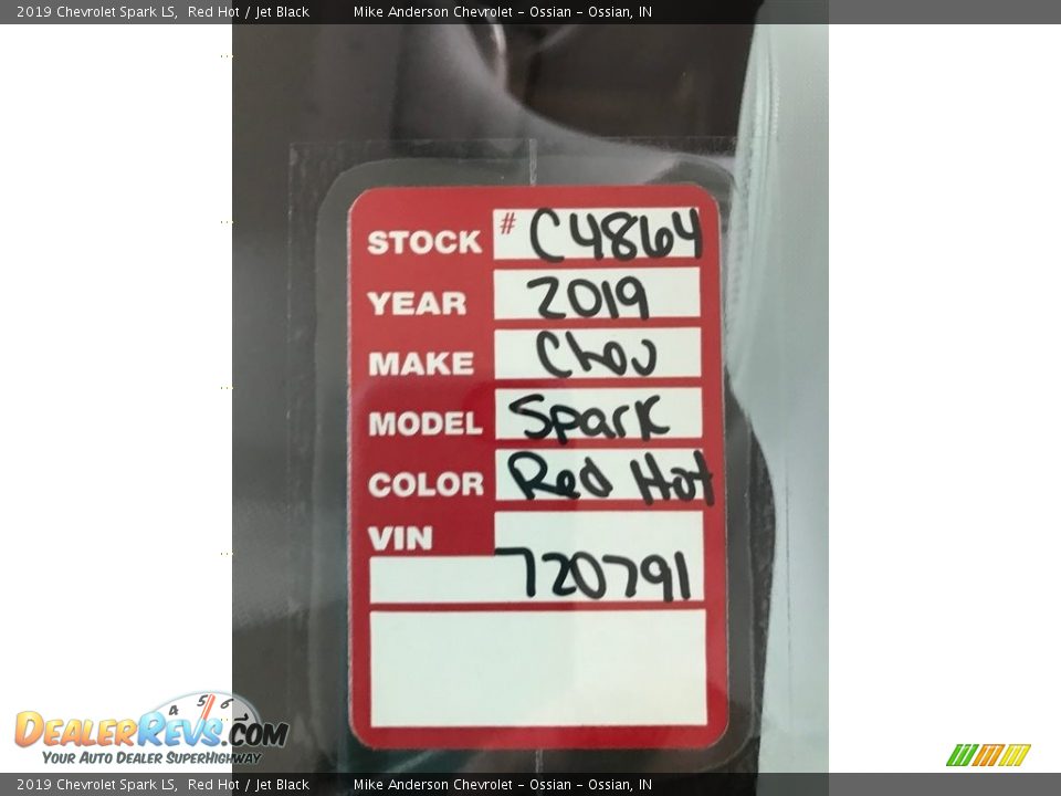 2019 Chevrolet Spark LS Red Hot / Jet Black Photo #18