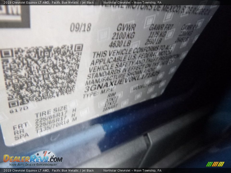 2019 Chevrolet Equinox LT AWD Pacific Blue Metallic / Jet Black Photo #16