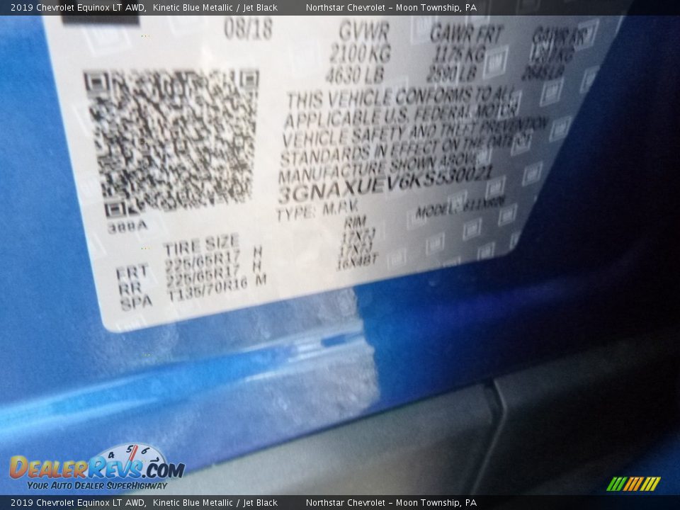 2019 Chevrolet Equinox LT AWD Kinetic Blue Metallic / Jet Black Photo #15