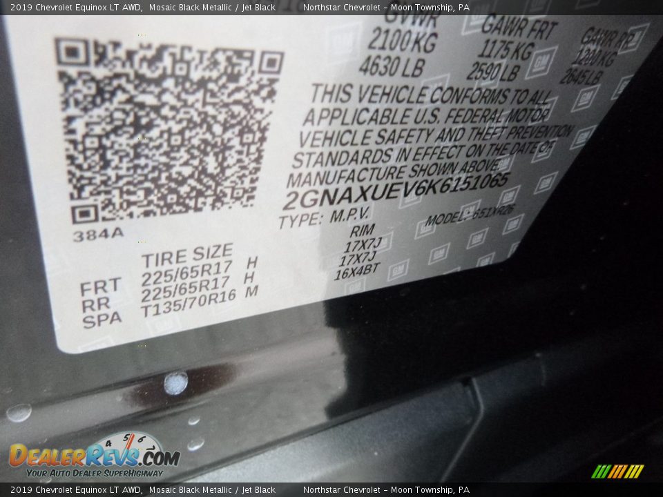 2019 Chevrolet Equinox LT AWD Mosaic Black Metallic / Jet Black Photo #15