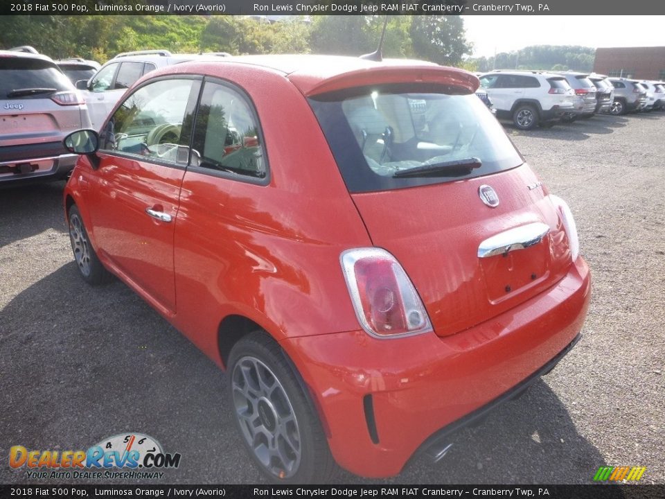 2018 Fiat 500 Pop Luminosa Orange / Ivory (Avorio) Photo #3