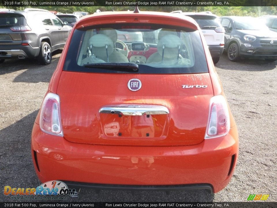 2018 Fiat 500 Pop Luminosa Orange / Ivory (Avorio) Photo #4
