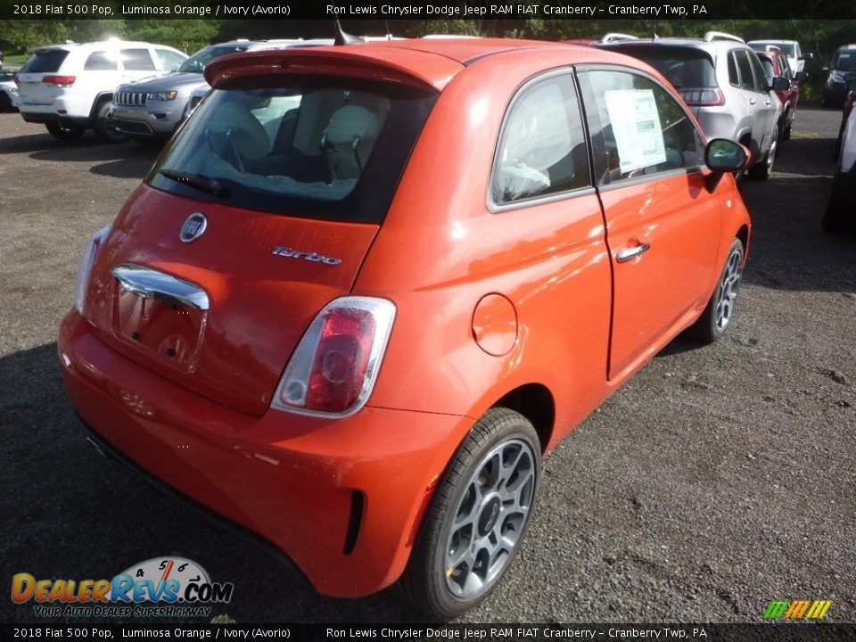 2018 Fiat 500 Pop Luminosa Orange / Ivory (Avorio) Photo #5