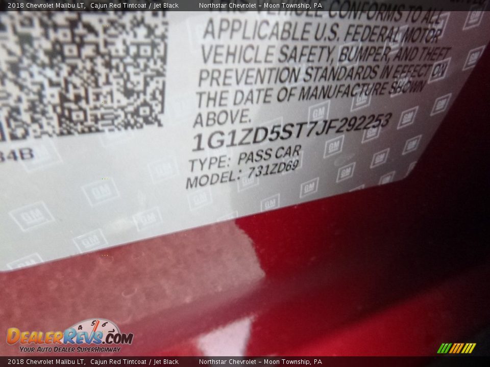 2018 Chevrolet Malibu LT Cajun Red Tintcoat / Jet Black Photo #16