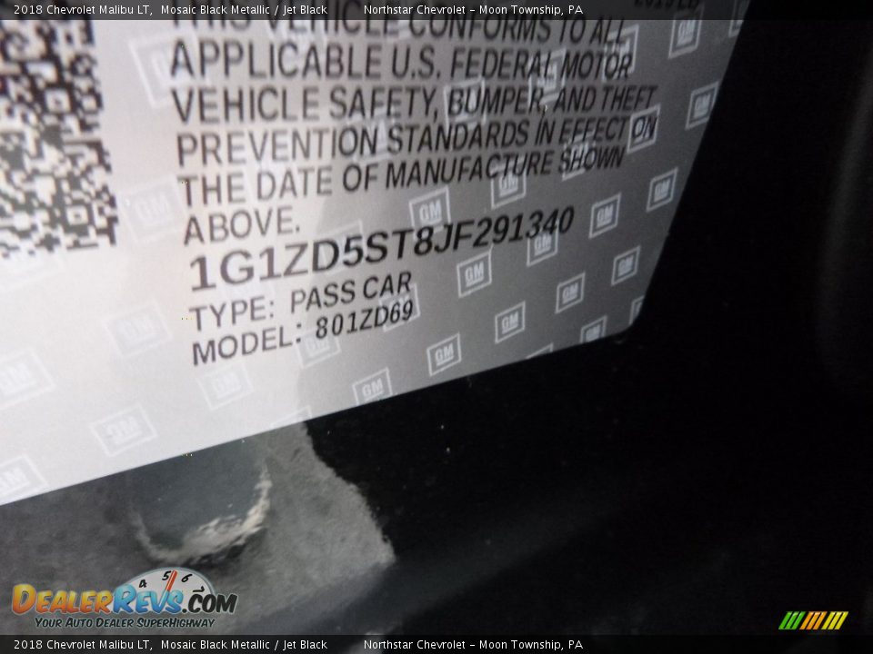 2018 Chevrolet Malibu LT Mosaic Black Metallic / Jet Black Photo #15