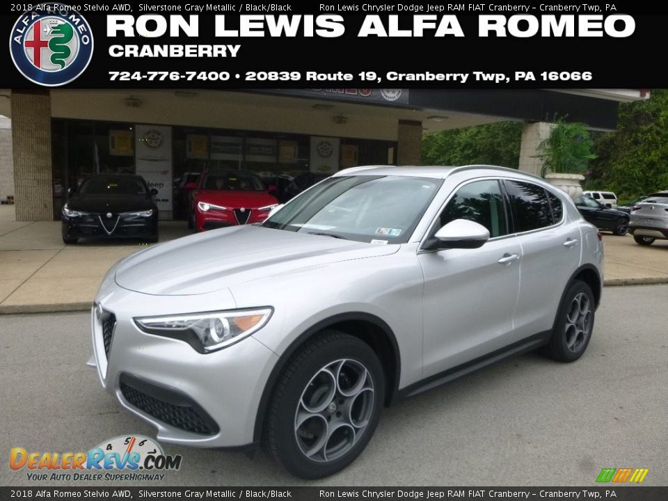 2018 Alfa Romeo Stelvio AWD Silverstone Gray Metallic / Black/Black Photo #1