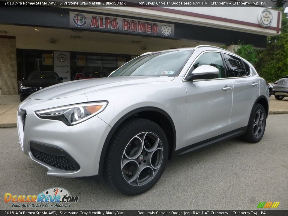 2018 Alfa Romeo Stelvio AWD Silverstone Gray Metallic / Black/Black Photo #2