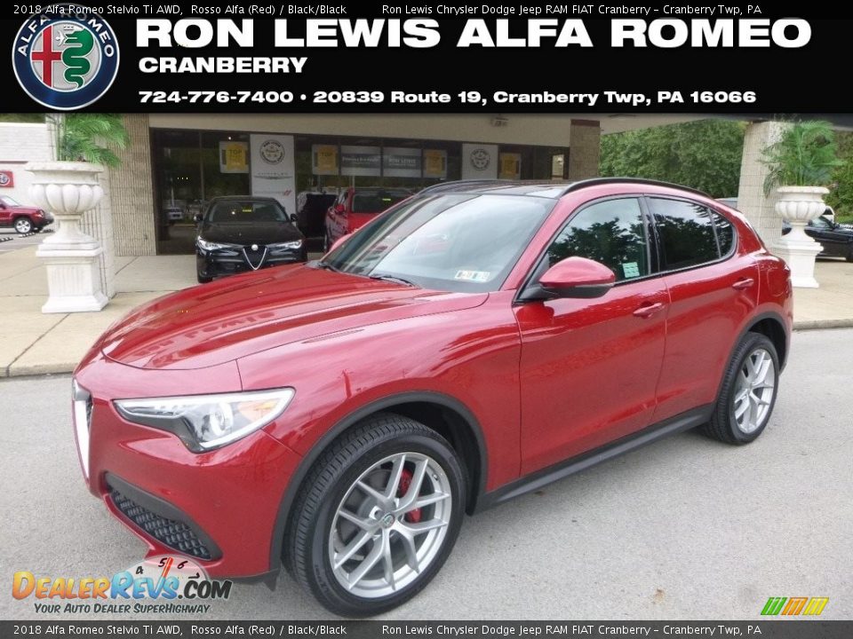 2018 Alfa Romeo Stelvio Ti AWD Rosso Alfa (Red) / Black/Black Photo #1