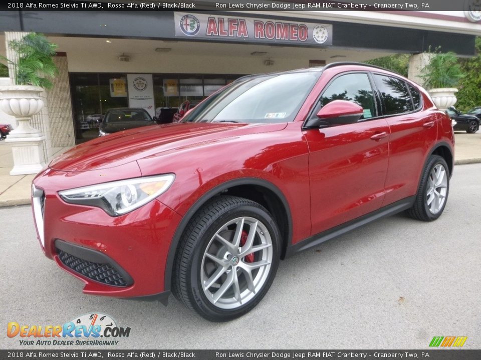 2018 Alfa Romeo Stelvio Ti AWD Rosso Alfa (Red) / Black/Black Photo #2