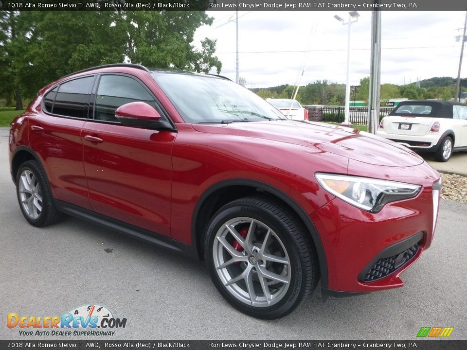 2018 Alfa Romeo Stelvio Ti AWD Rosso Alfa (Red) / Black/Black Photo #11