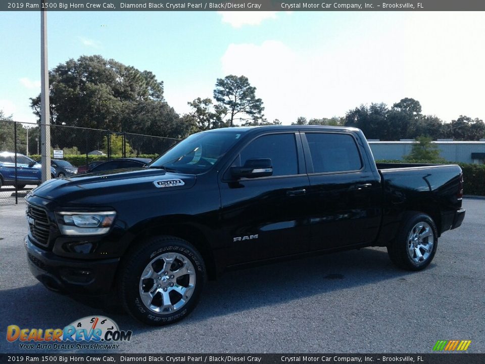 2019 Ram 1500 Big Horn Crew Cab Diamond Black Crystal Pearl / Black/Diesel Gray Photo #1